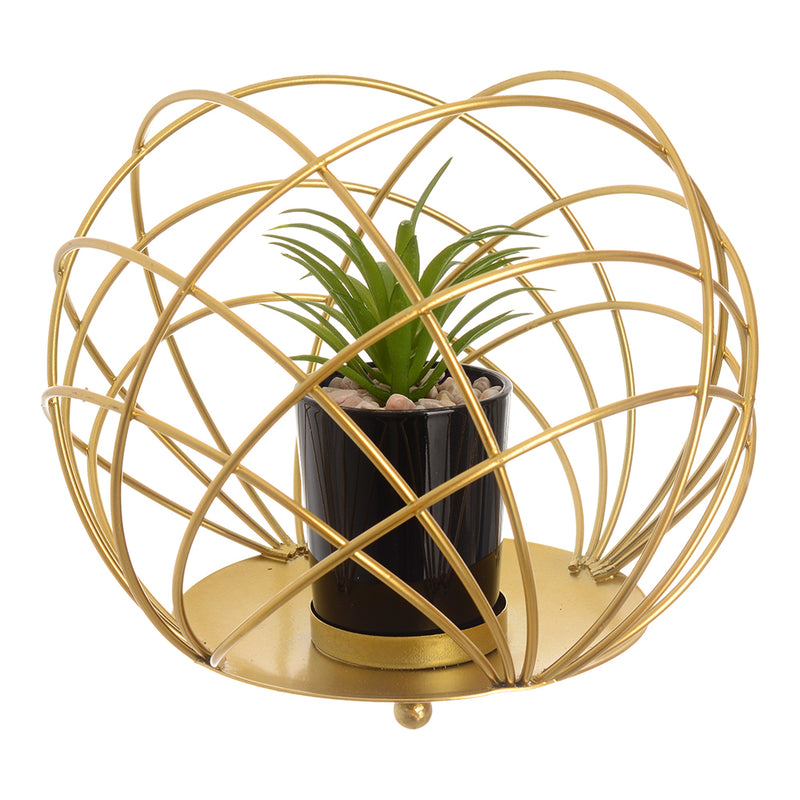 Decorative plant with a gold metal stand, 15 cm