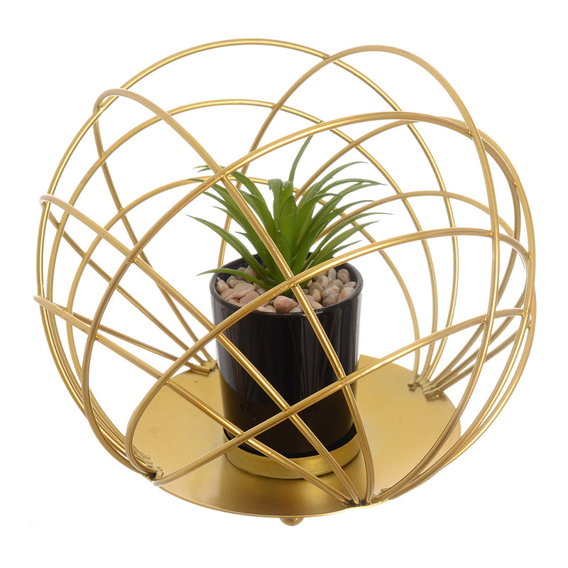 Decorative plant with a gold metal stand, 15 cm