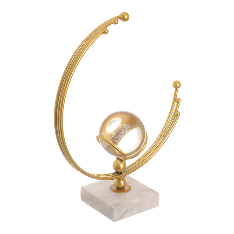 Metal stand with clear crystal ball for gold decoration