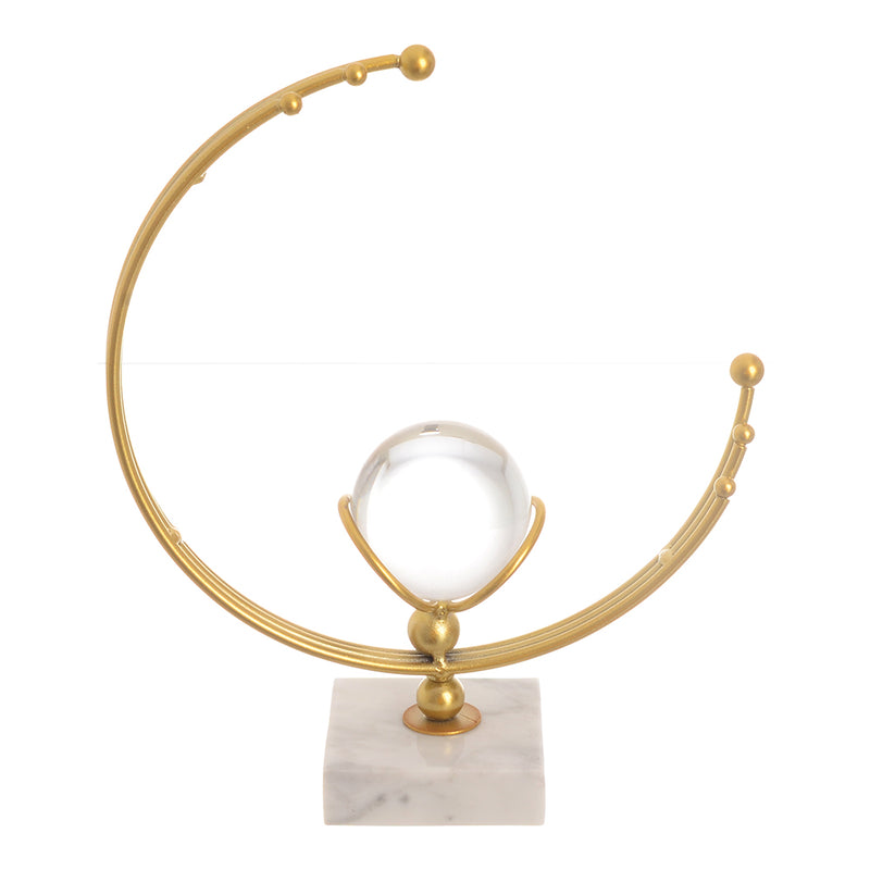 Metal stand with clear crystal ball for gold decoration