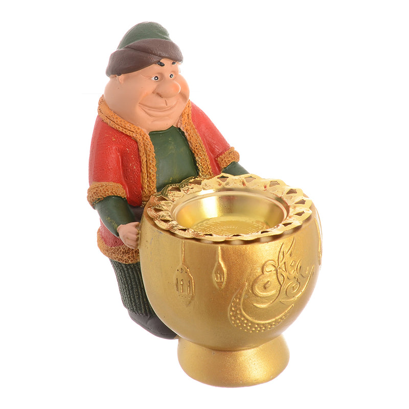 Fat Fananis statue holding a large bowl