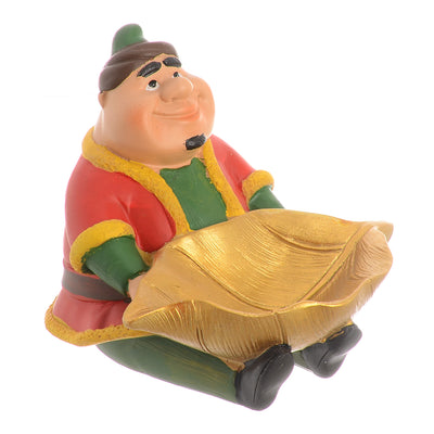 Fat Fananis statue holding a red snack plate, 13 x 13 cm