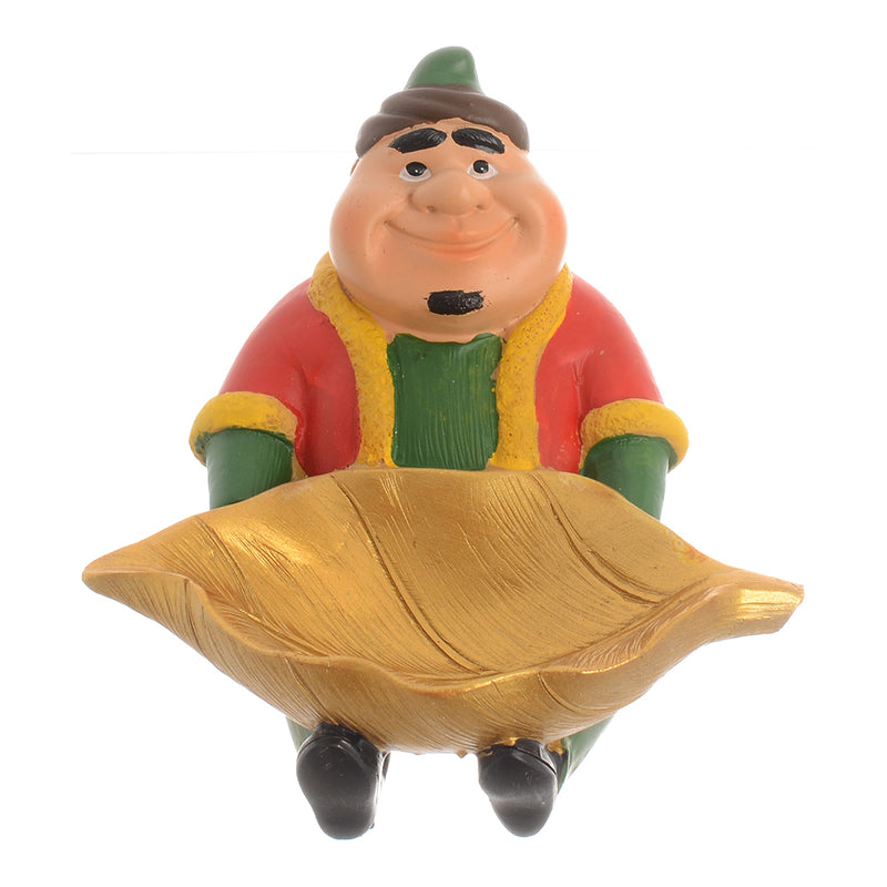 Fat Fananis statue holding a red snack plate, 13 x 13 cm