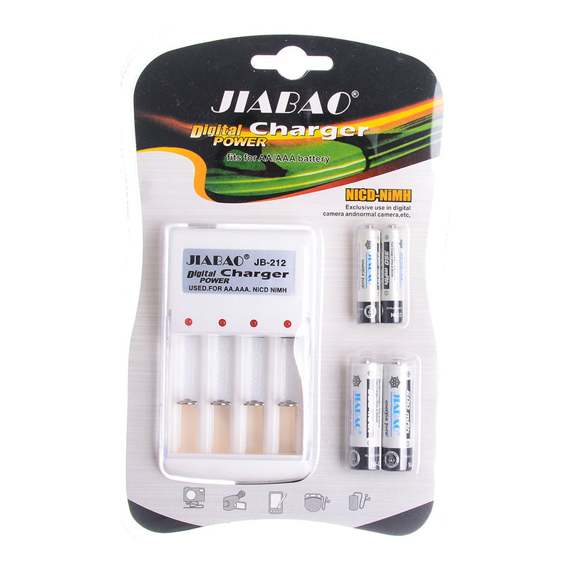 Jiabao Charger with 4 Rechargeable Batteries White