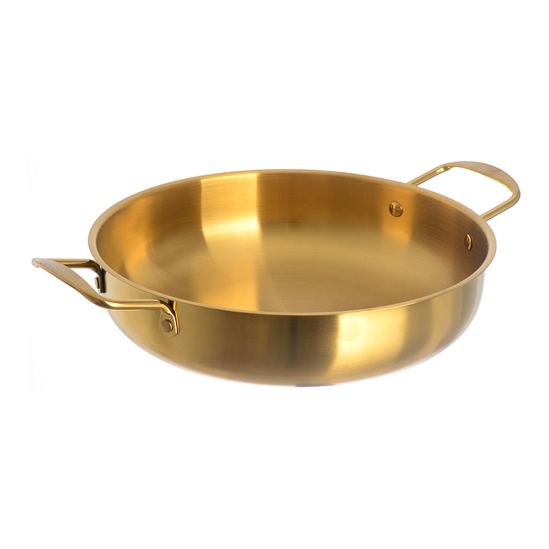 Stainless frying pan for daily use, size 30 cm, gold