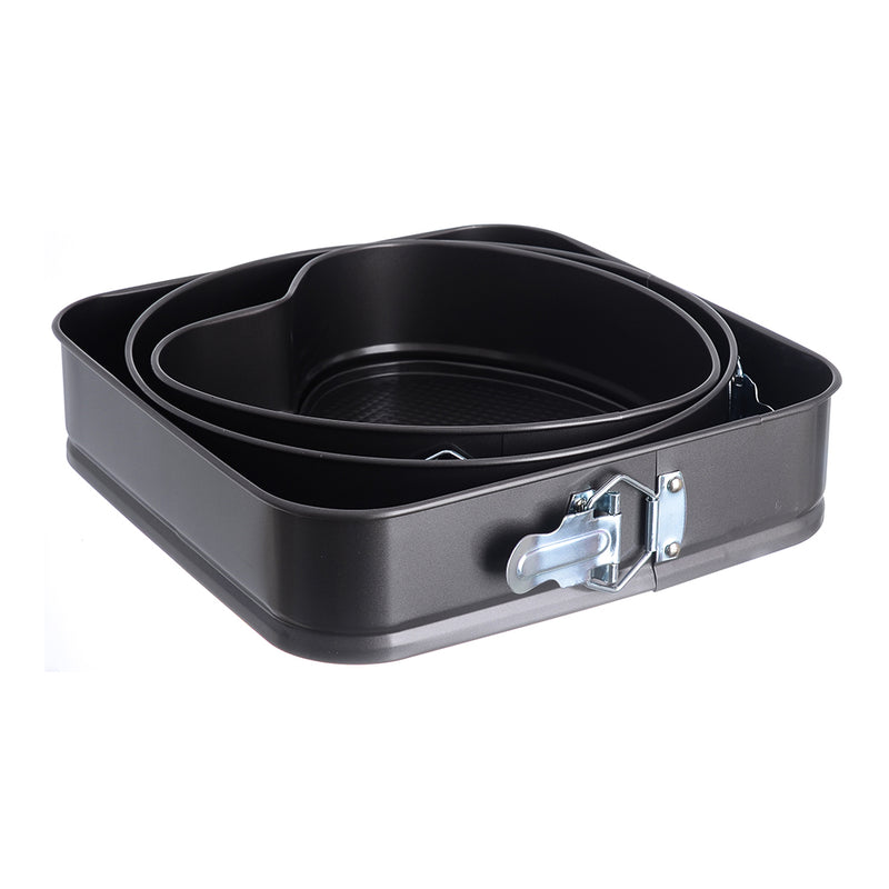 Stainless steel cake mold set, 3 pieces, black