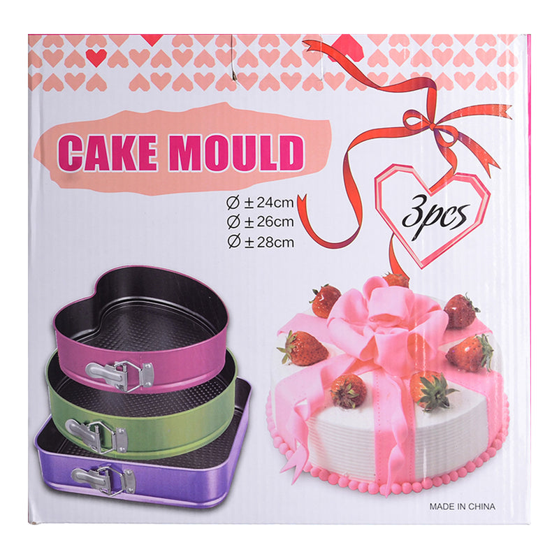 Stainless steel cake mold set, 3 pieces, black