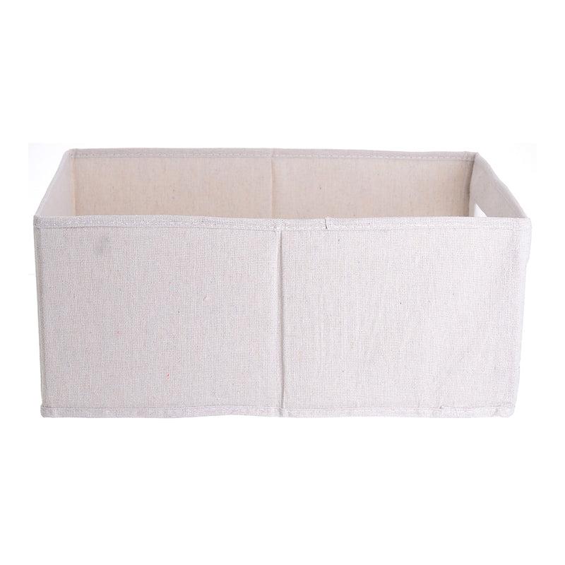 Off-white linen rectangular storage organizer