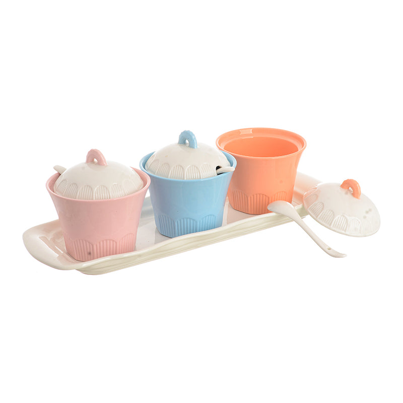 Porcelain seasoning set of 3 pieces in different colors